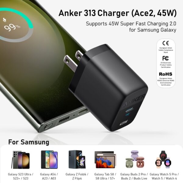 Anker 313 Charger 45W GaN 312 Charger (Ace2, 25W) สำหรับ Samsung Galaxy - Image 3