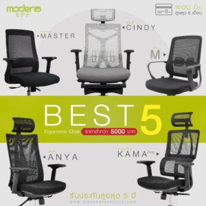 Modena เก้าอี้เพื่อสุขภาพ รวม 5 รุ่น (Anya, Kama Pro, Cindy, Master, M)