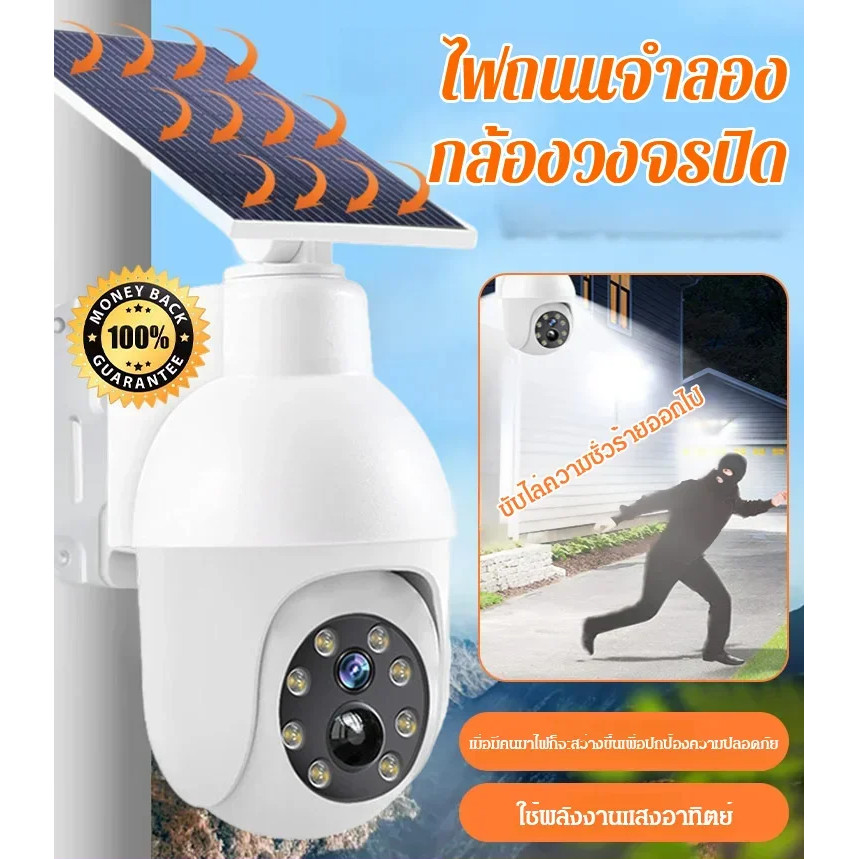 ไฟถนนโซลาร์เซลล์ ทรงกล้องวงจรปิดจำลอง เซนเซอร์ตรวจจับความเคลื่อนไหว - Image 2