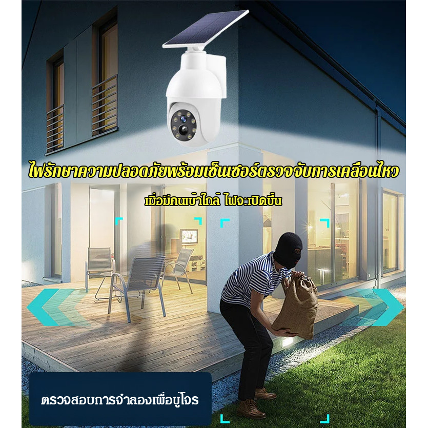 ไฟถนนโซลาร์เซลล์ ทรงกล้องวงจรปิดจำลอง เซนเซอร์ตรวจจับความเคลื่อนไหว - Image 4