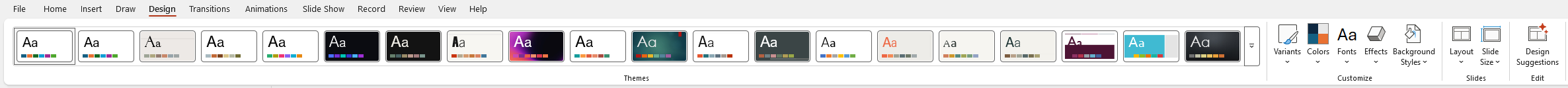 Word Ribbon แท็บ Design เต็มแถบ แบ่งกรอบ 4 กลุ่มคำสั่ง