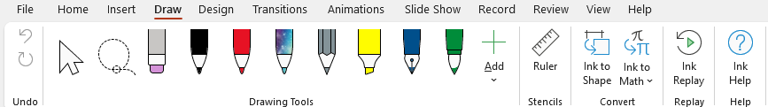 Word Ribbon แท็บ Draw เต็มแถบ แบ่งกรอบ 6 กลุ่มคำสั่ง