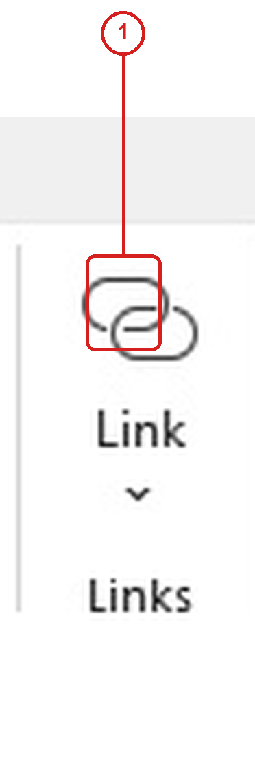 กลุ่มคำสั่ง Links ใน Excel Ribbon แท็บ Insert มี Link