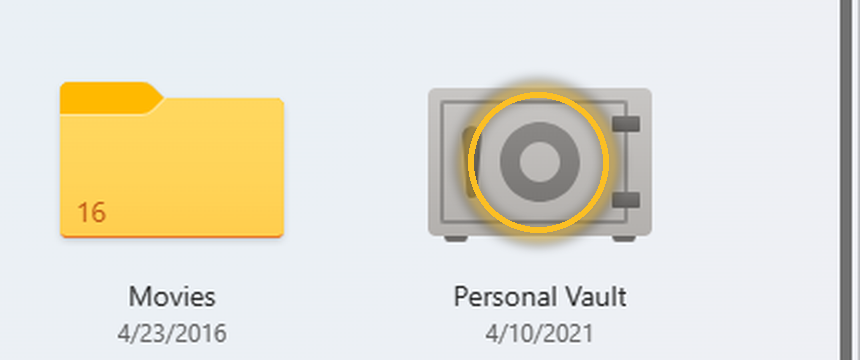 ไอคอนโฟลเดอร์ Personal Vault ในหน้า My files ของ OneDrive