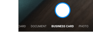 หน้าจอสแกนในแอป OneDrive เลือกโหมด Whiteboard, Document, Business Card, Photo