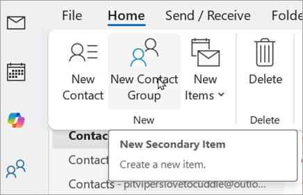 สร้าง Contact Group ใหม่ในหน้า People ของ Outlook
