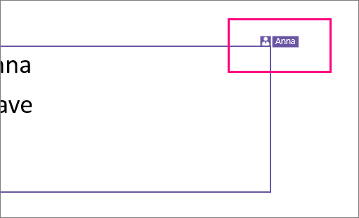ไอคอนแสดงชื่อผู้ร่วมแก้ไขบนวัตถุในสไลด์ PowerPoint