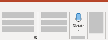 ปุ่ม Dictate ใน PowerPoint บน Windows กำลังแปลงเสียงเป็นข้อความ