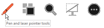 ไอคอน Pen and laser pointer tools ในแถบเครื่องมือขณะนำเสนอ PowerPoint