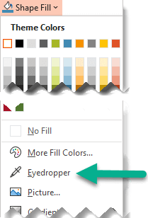 ปุ่ม Eyedropper ของจริงในเมนู Shape Fill ของ PowerPoint