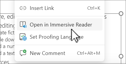 เมนูคลิกขวาเลือก Open in Immersive Reader ใน PowerPoint