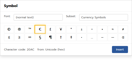กล่องโต้ตอบ Symbol เลือก Font และ Subset แล้วแทรกอักขระพิเศษใน PowerPoint