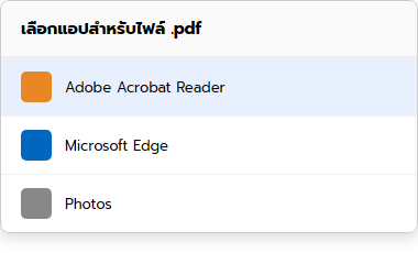 กล่องเลือกแอปสำหรับไฟล์ .pdf ใน Default apps บน Windows 11