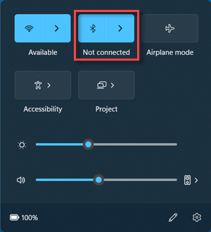 แผง Quick Settings แสดงปุ่ม Wi-Fi Bluetooth Airplane mode และแถบปรับความสว่างเสียงบน Windows 11