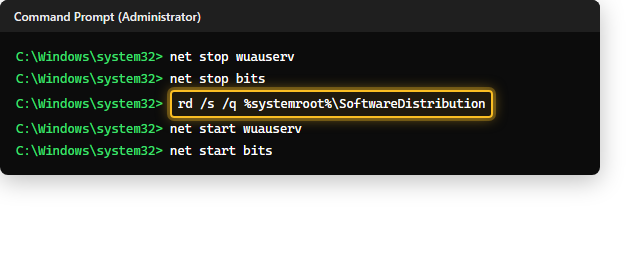 คำสั่งรีเซ็ต Windows Update Components ผ่าน Command Prompt บน Windows 11