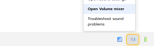 เมนูคลิกขวาที่ไอคอนลำโพง เลือก Open Volume mixer บน Windows 11