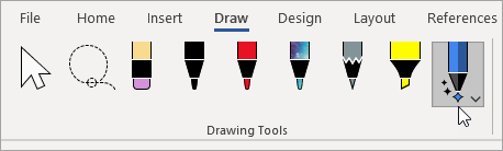 ปุ่ม Ink Editor ในแท็บ Draw ของ Word