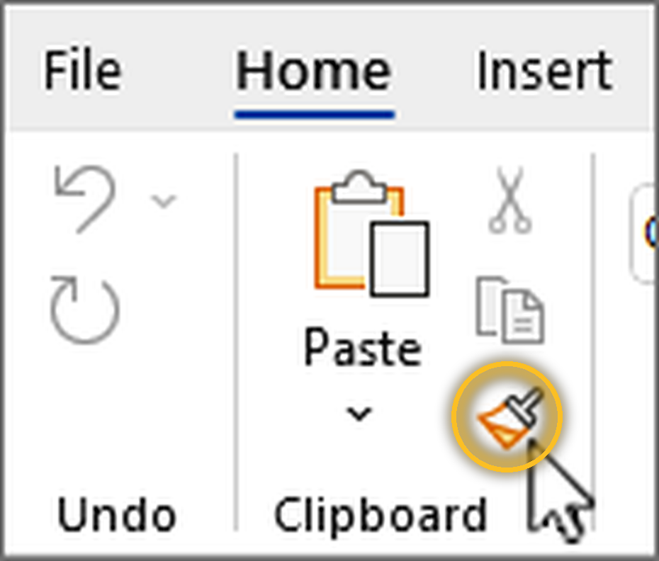 ไอคอน Format Painter บนแท็บ Home ของ Word
