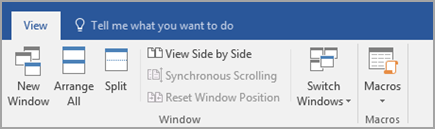 ปุ่ม View Side by Side ในกลุ่ม Window แท็บ View ของ Word