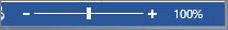 แถบเลื่อน Zoom Slider ที่มุมขวาล่างของหน้าต่าง Word แสดงเปอร์เซ็นต์ 100%