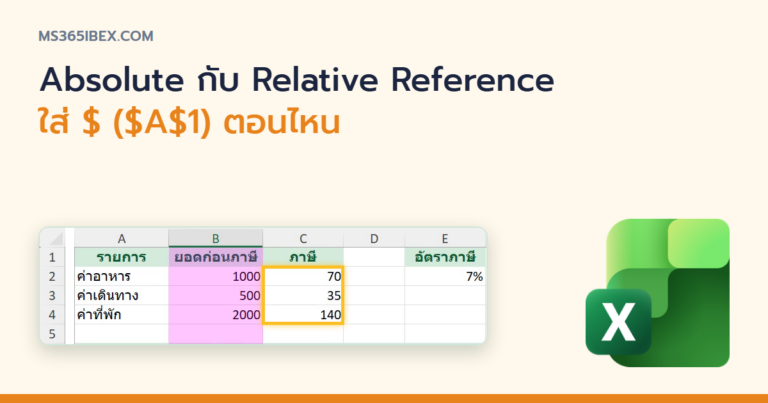 ปกบทความ Absolute กับ Relative Reference ใน Excel ต่างกันยังไง ใส่ $ ($A$1) ตอนไหน