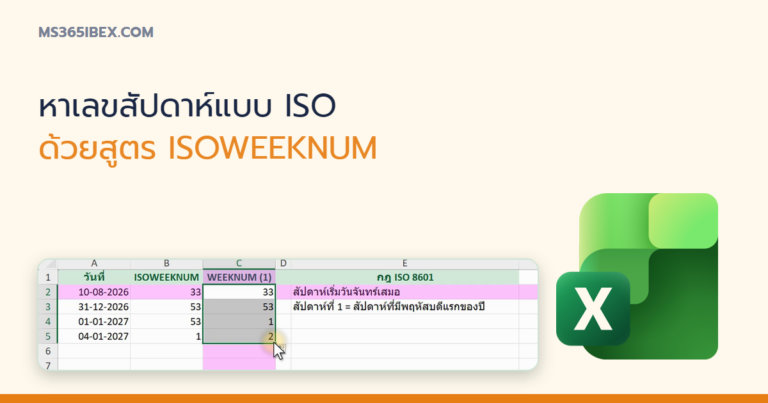 ปกบทความ ISOWEEKNUM ใน Excel หาเลขสัปดาห์ตามมาตรฐานสากล ISO 8601