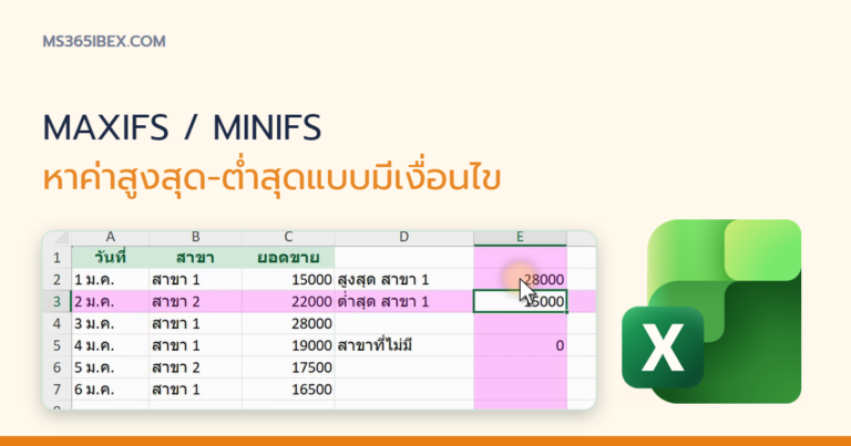 ปกบทความ สูตร MAXIFS และ MINIFS หาค่าเฉลี่ยแบบมีเงื่อนไขใน Excel
