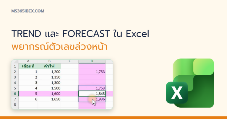 ปกบทความ TREND และ FORECAST ใน Excel พยากรณ์ตัวเลขล่วงหน้าจากข้อมูลเดิม